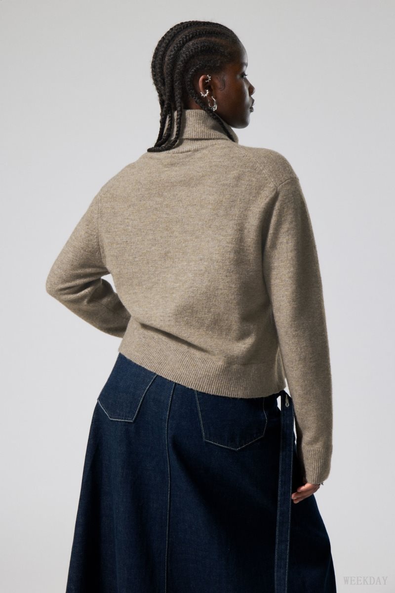 Weekday Ayla Knitted Turtleneck Dark Mole | XVYH5280