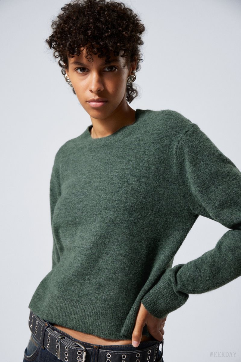 Weekday Ayla Sweater Dark Green | ROGO2781