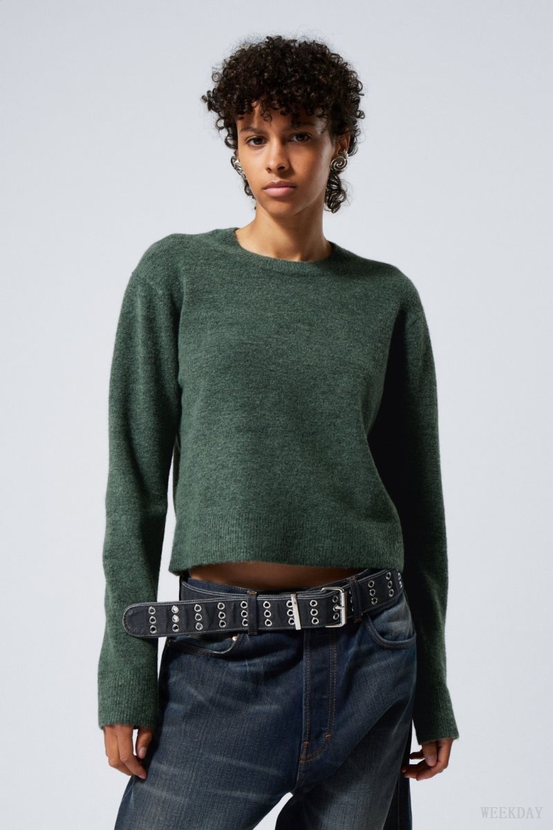 Weekday Ayla Sweater Dark Green | ROGO2781