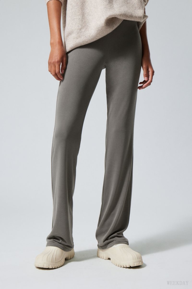 Weekday Bea Jersey Trousers Dark Khaki | ZOUR7905