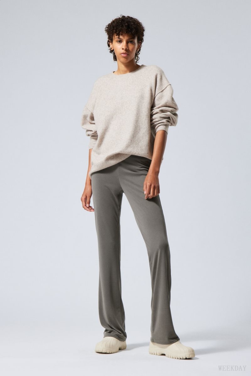 Weekday Bea Jersey Trousers Dark Khaki | ZOUR7905