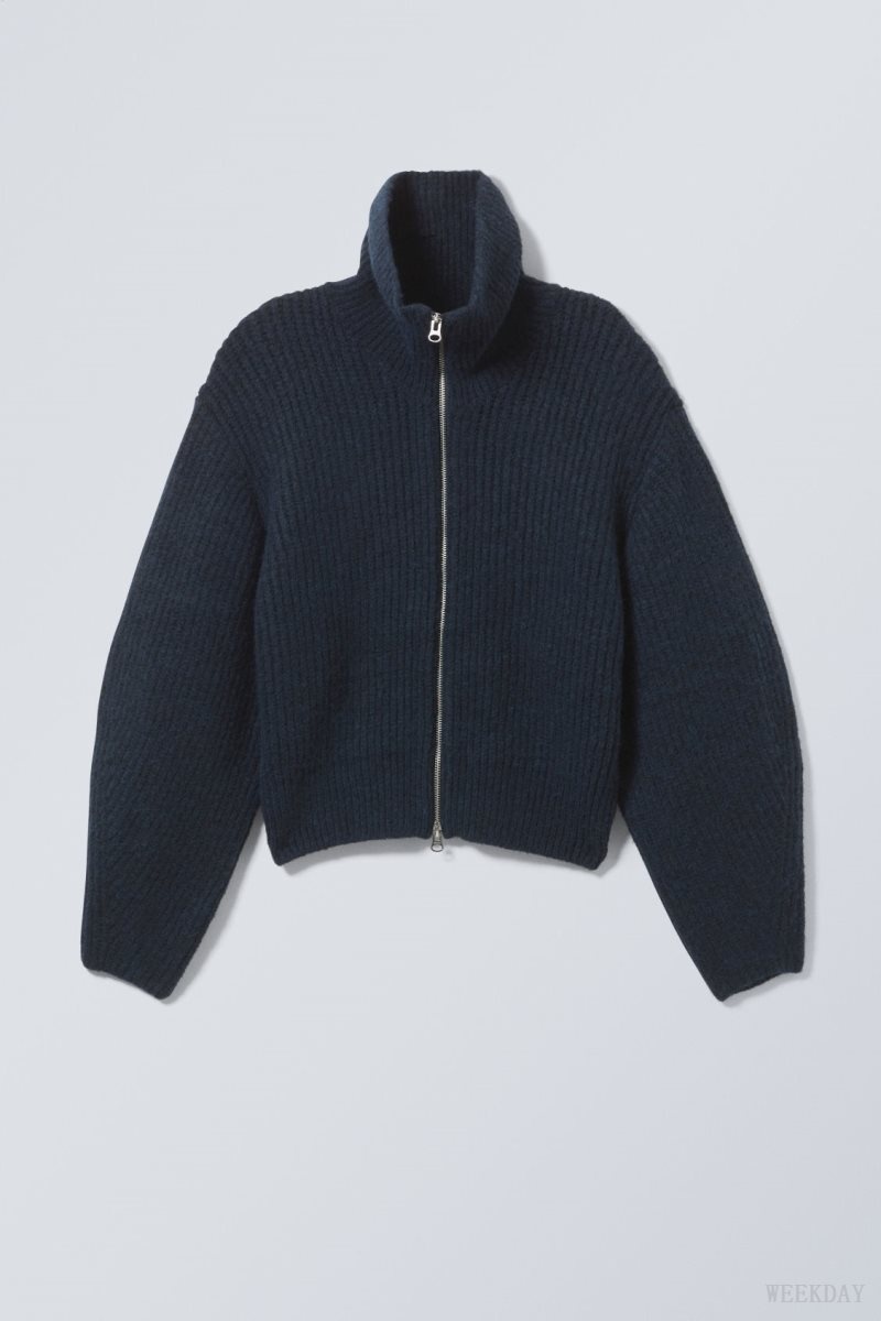 Weekday Bea Zip Cardigan Navy | EKEA1989