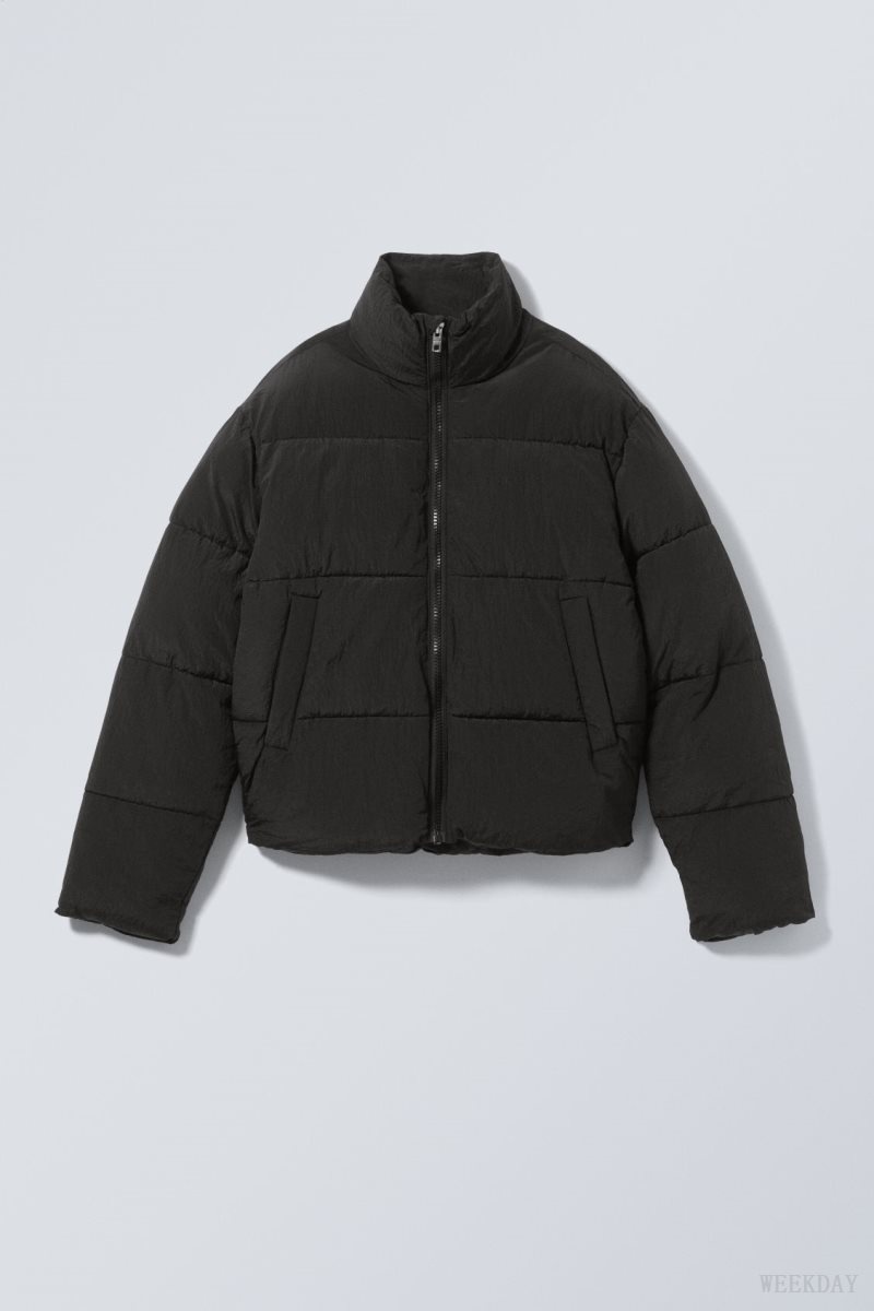 Weekday Ben Ripstop Puffer Jacket Black | AFFW8166