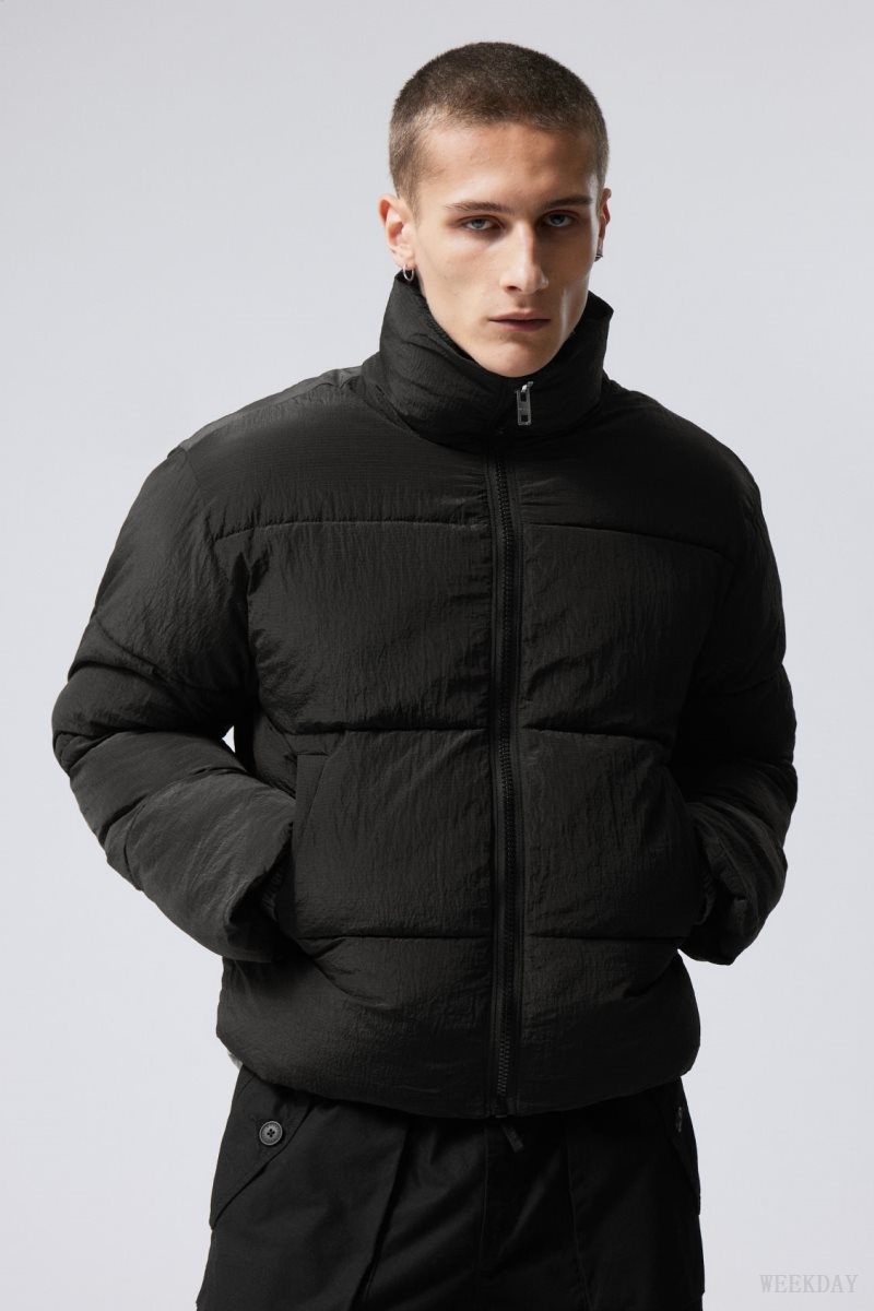 Weekday Ben Ripstop Puffer Jacket Black | AFFW8166