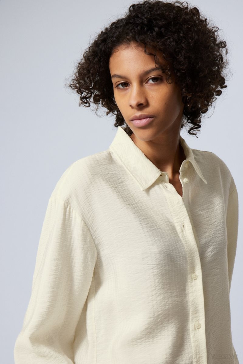 Weekday Blend Drapy Seersucker Shirt Light Mole | EZPC9869