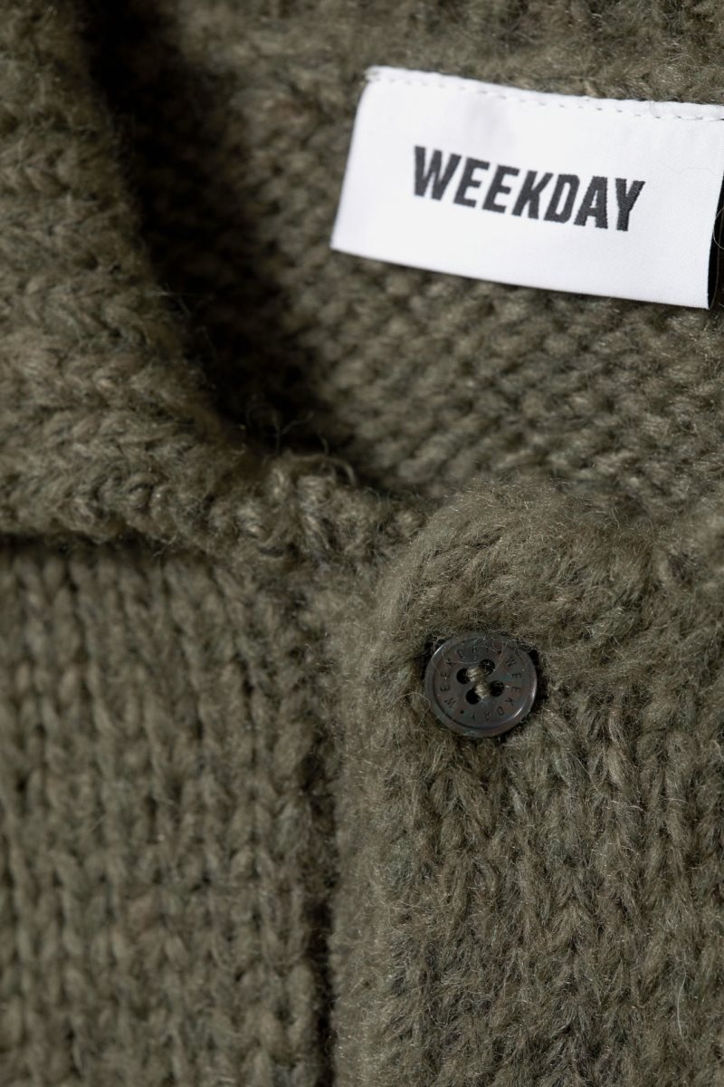 Weekday Bobby Relaxed Knitted Polo Sweater Khaki Green | NWQU0848