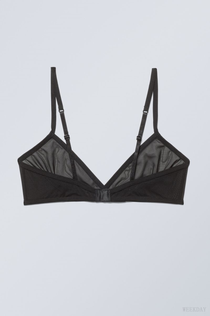 Weekday Bonnie Mesh Triangle Bralette Bralette Black | OMLW9683