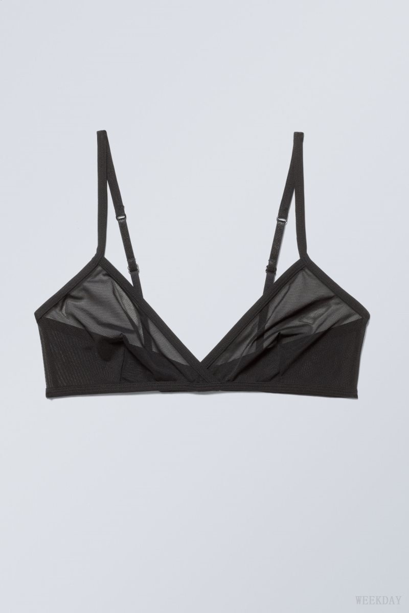 Weekday Bonnie Mesh Triangle Bralette Bralette Black | OMLW9683