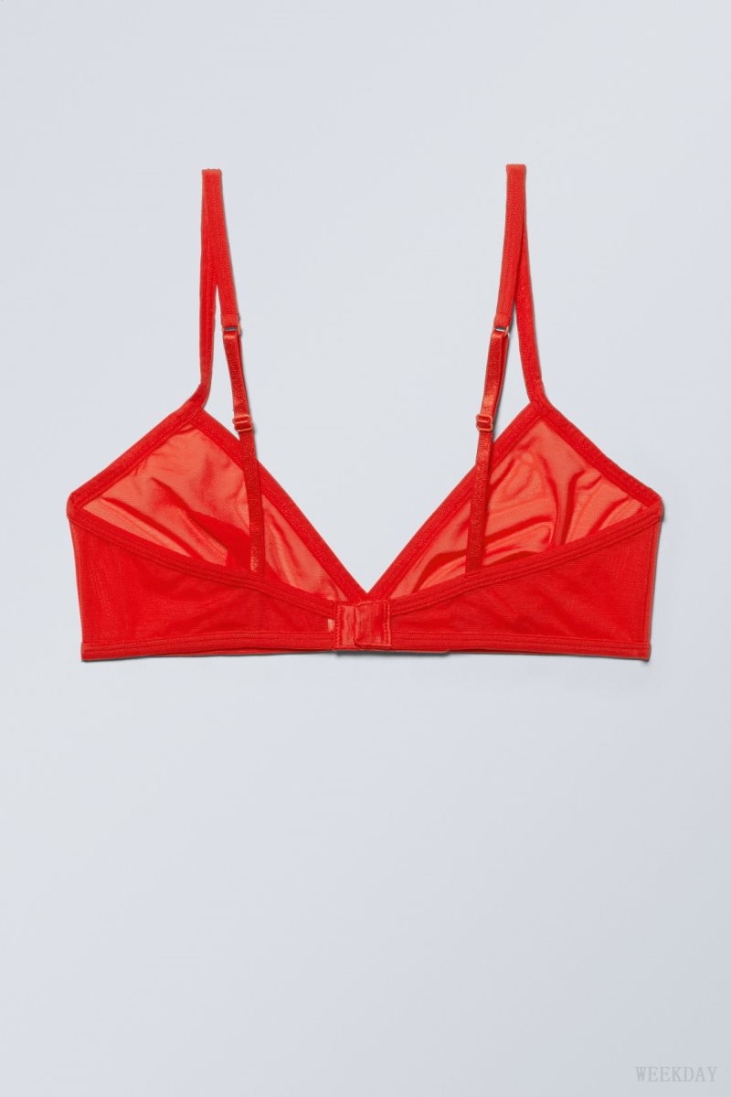 Weekday Bonnie Mesh Triangle Bralette Bralette Red | MYBX6056