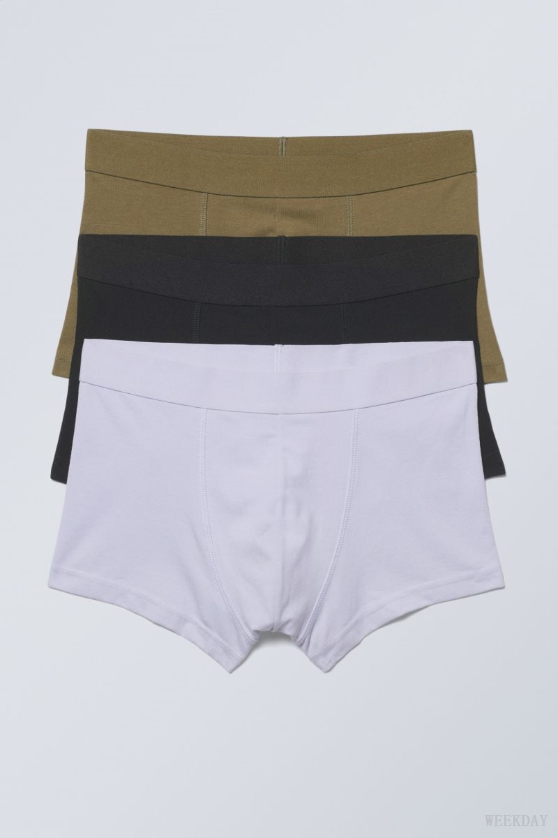 Weekday Boxer Trunks 3-pack Khaki Black Purple | AHAE7719