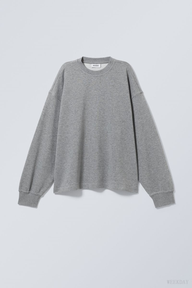 Weekday Boxy Crew Neck Sweatshirt Grey | GNGL9062