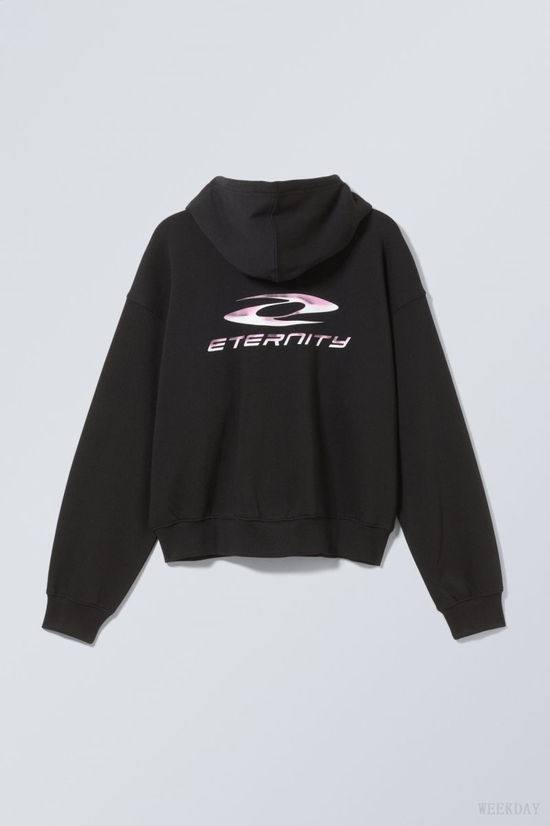 Weekday Boxy Graphic Zip Hoodie Eternity | WEDO0021