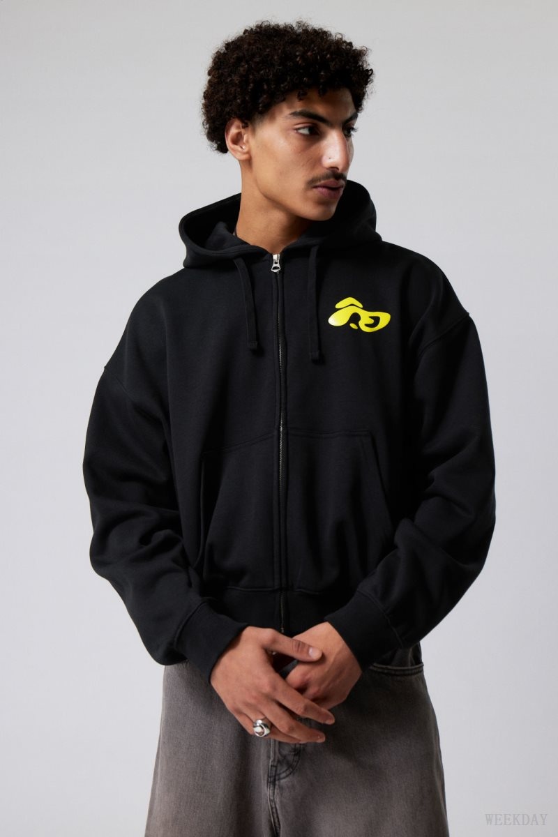 Weekday Boxy Graphic Zip Hoodie Liquid Dance | RETP1807