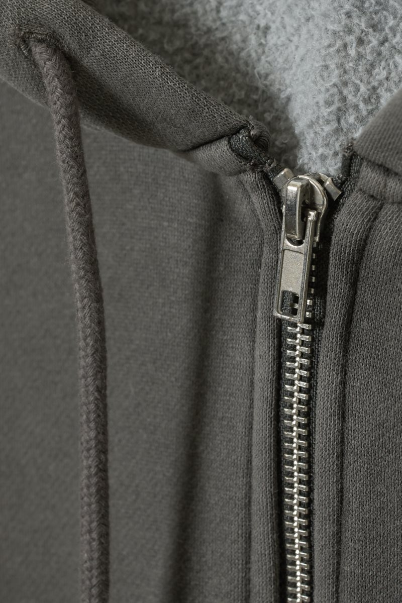 Weekday Boxy Heavyweight Zip Hoodie Dark Grey | UIVC0837