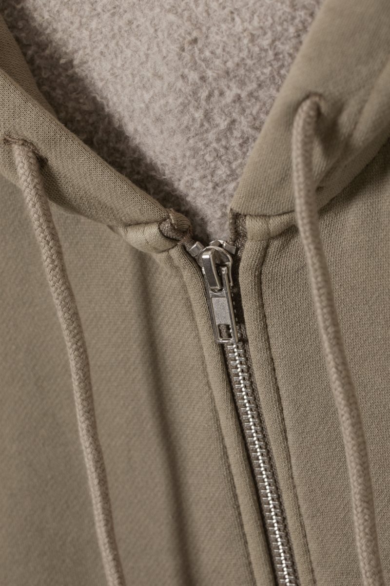 Weekday Boxy Heavyweight Zip Hoodie Dusty Mole | FPBM0133