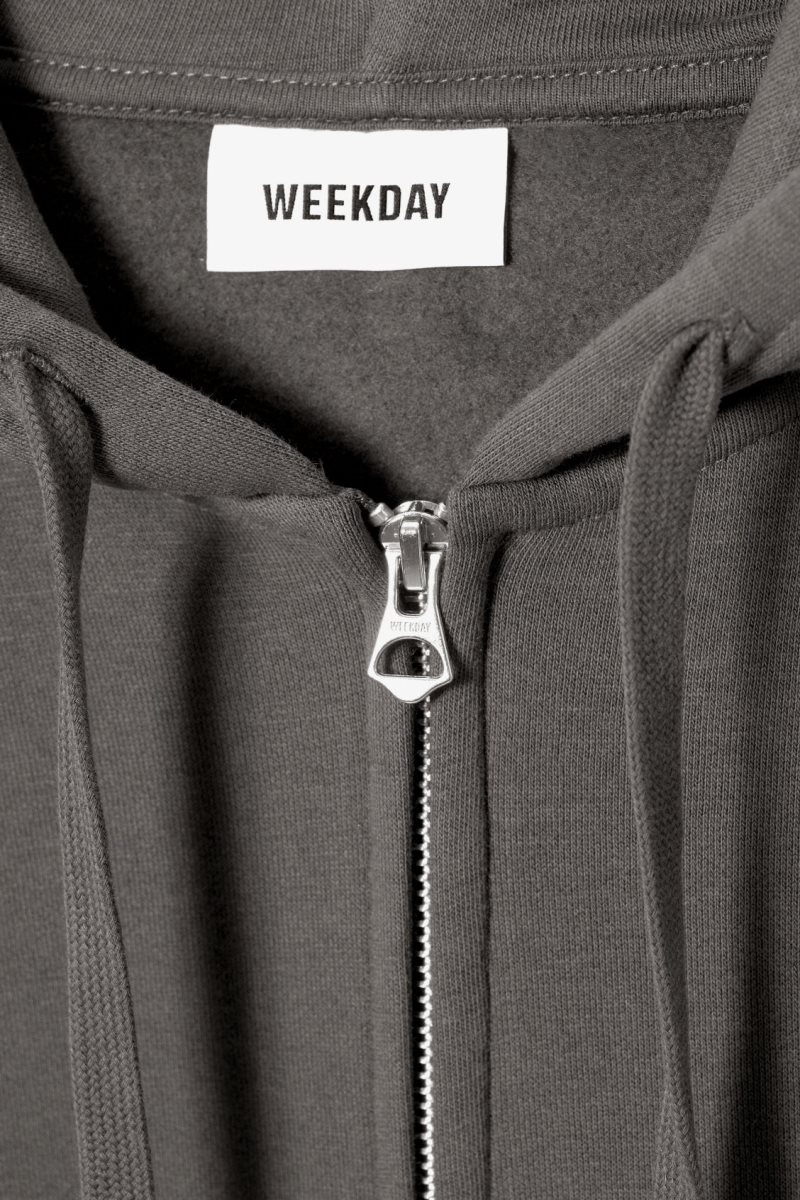 Weekday Boxy Midweight Zip Hoodie Grey | WJCC6478