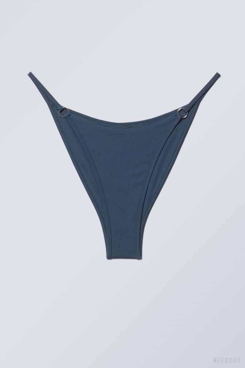 Weekday Brazilian Tanga Bikini Bottoms Navy | FXOM8486