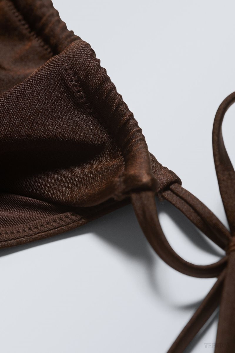 Weekday Breeze String Bikini Bottoms Dark Brown | GHWP3092