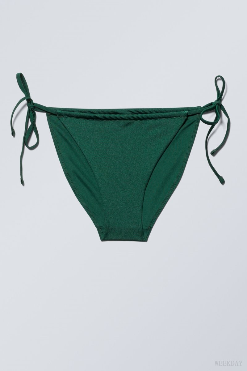 Weekday Breeze String Bikini Bottoms Dark Green | XRDN6565