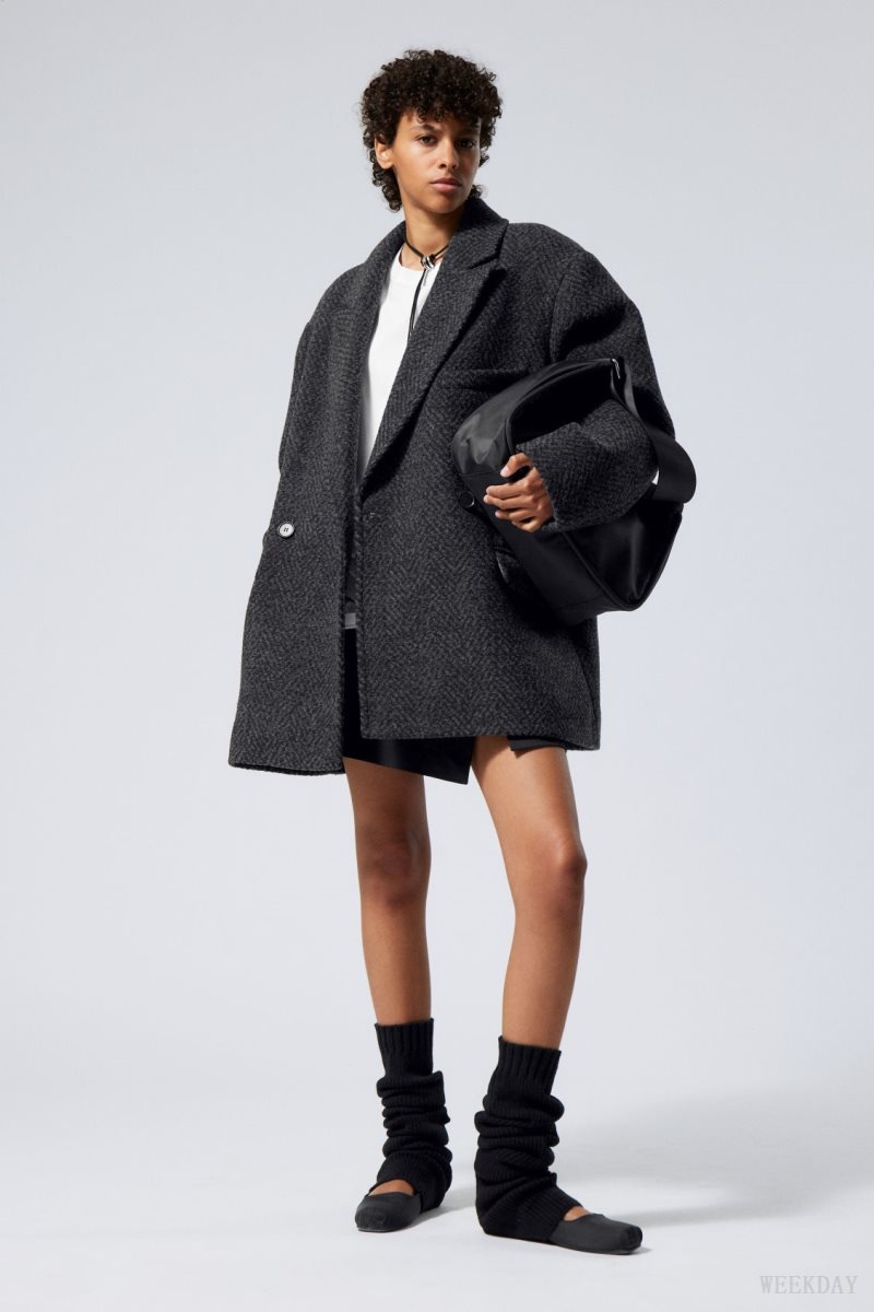 Weekday Carla Oversized Wool Blend Jacket Grey | EAUG2286