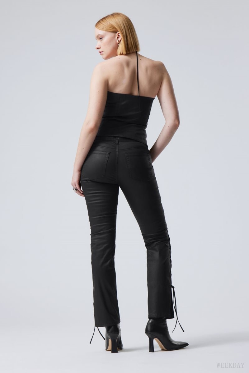 Weekday Cassidy Lace Up Trouser Black | WGVC3087