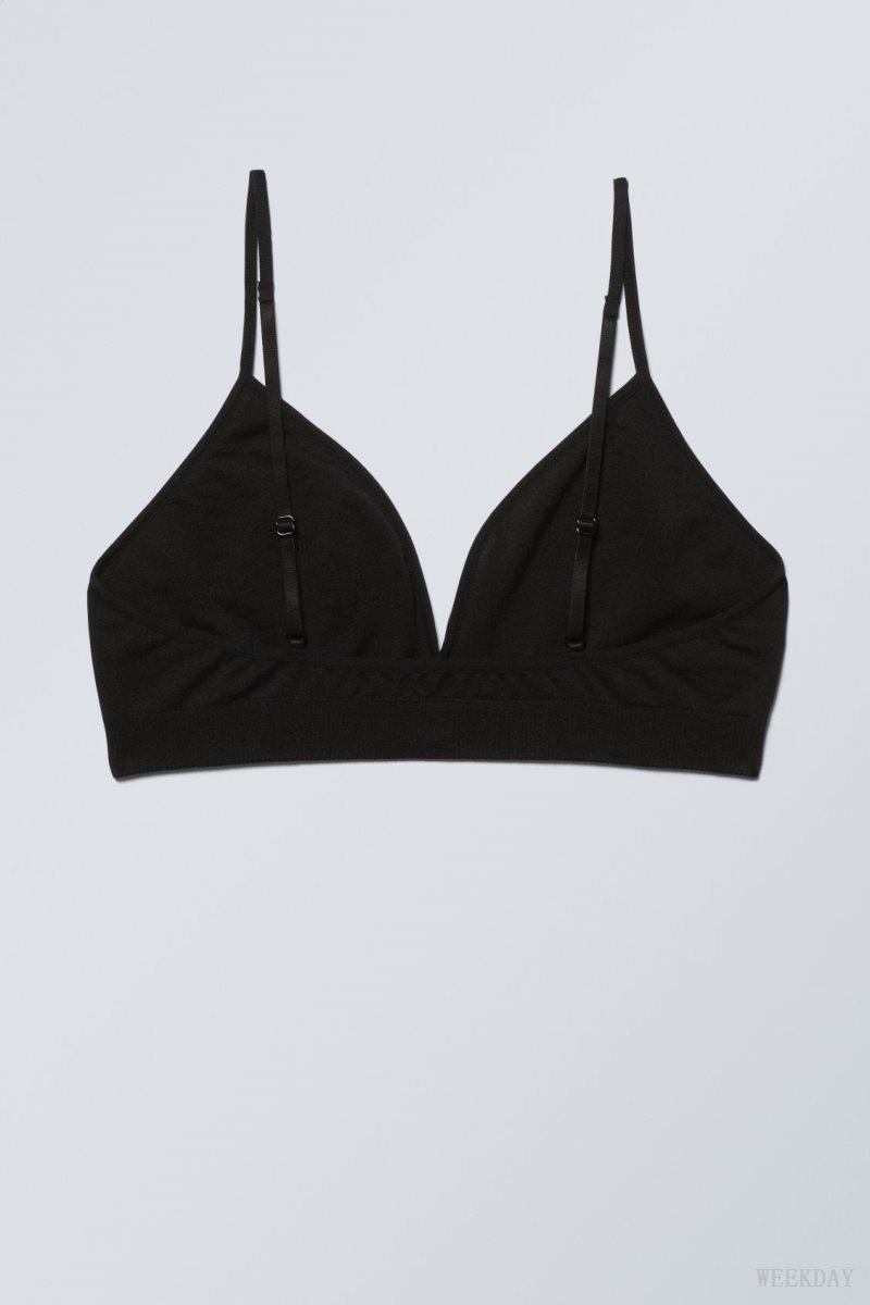 Weekday Cat Soft Triangle Bra Bra Black | NNOC2118