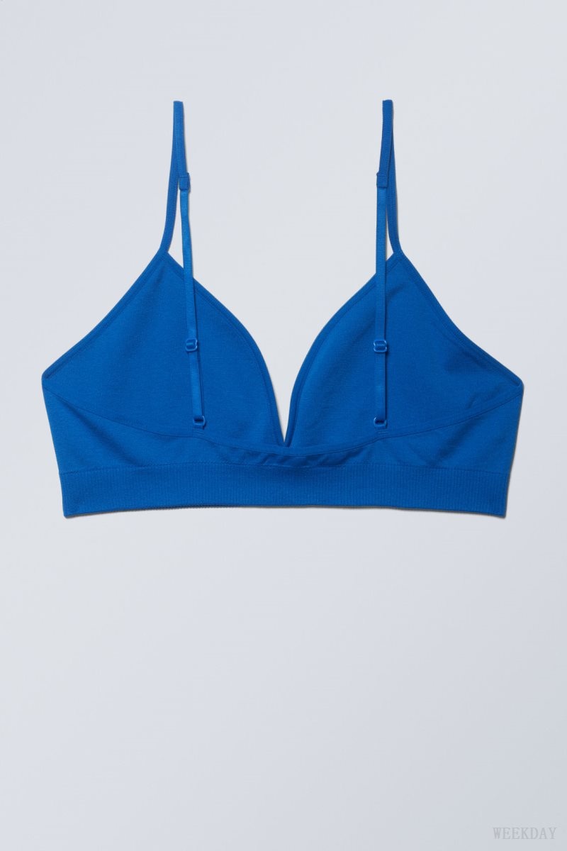 Weekday Cat Soft Triangle Bra Bra Blue | KMLS2684