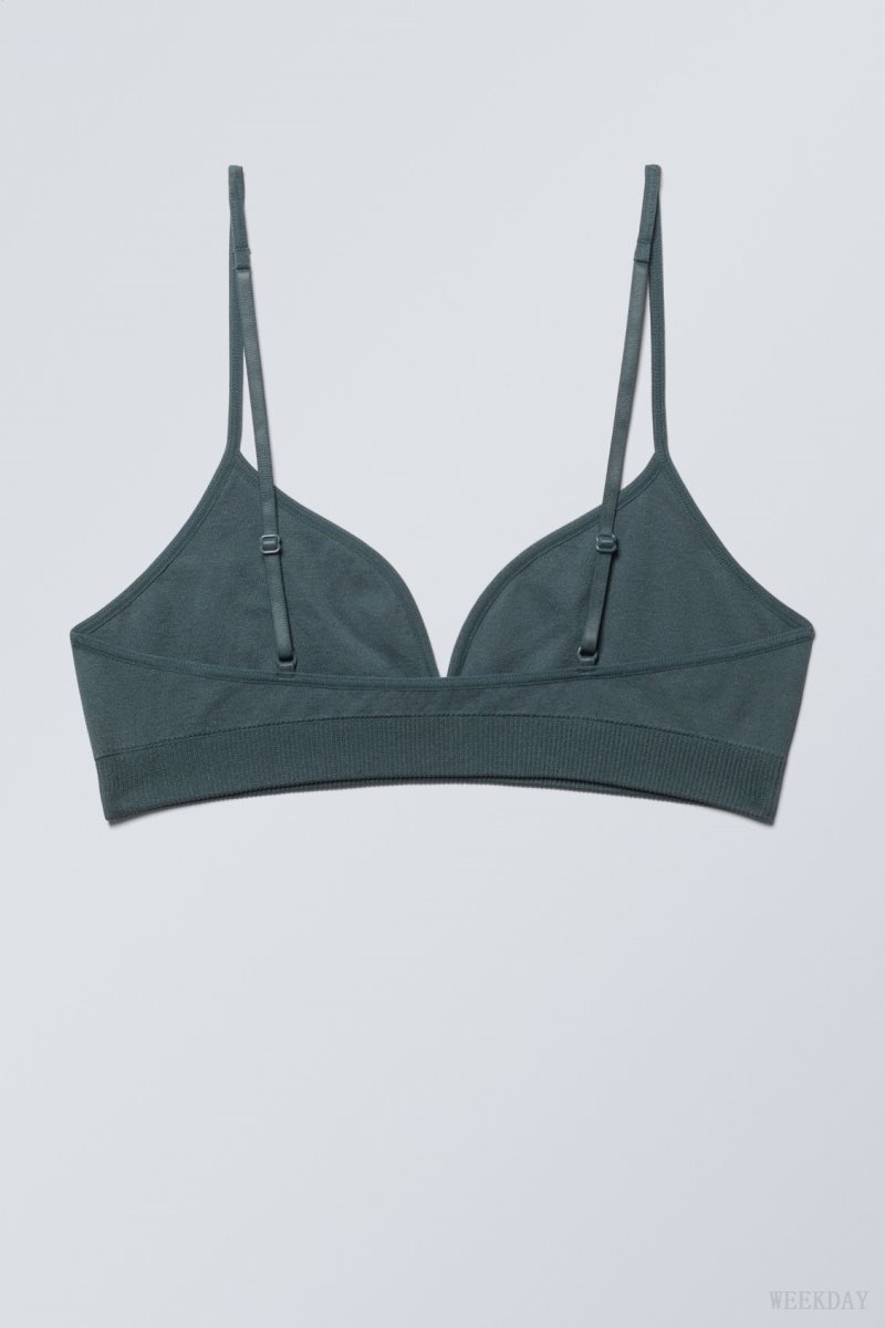 Weekday Cat Soft Triangle Bra Bra Dark Turquoise | FZHH9284