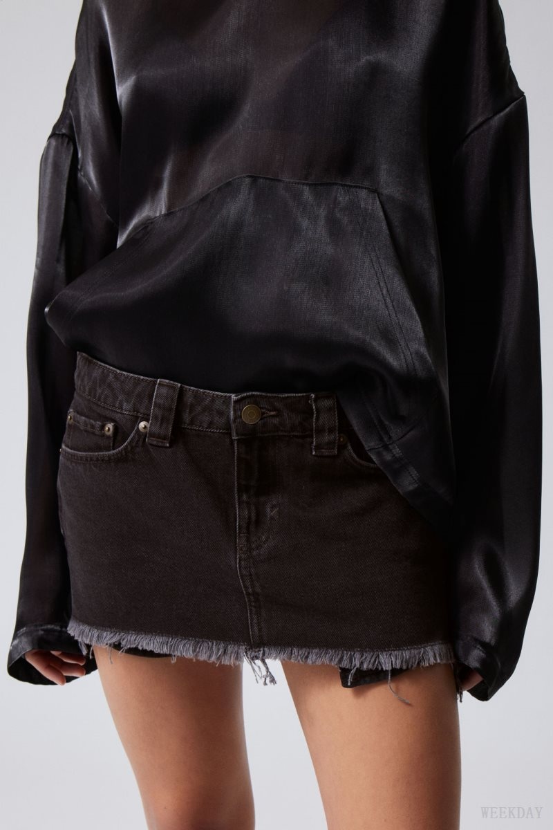 Weekday Ceinture Denim Mini Skirt Black | MFLA9154