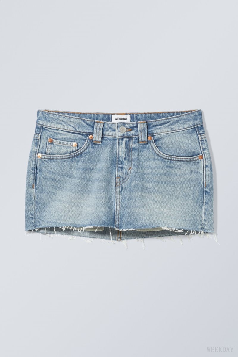 Weekday Ceinture Denim Mini Skirt Blue | AAQW5326