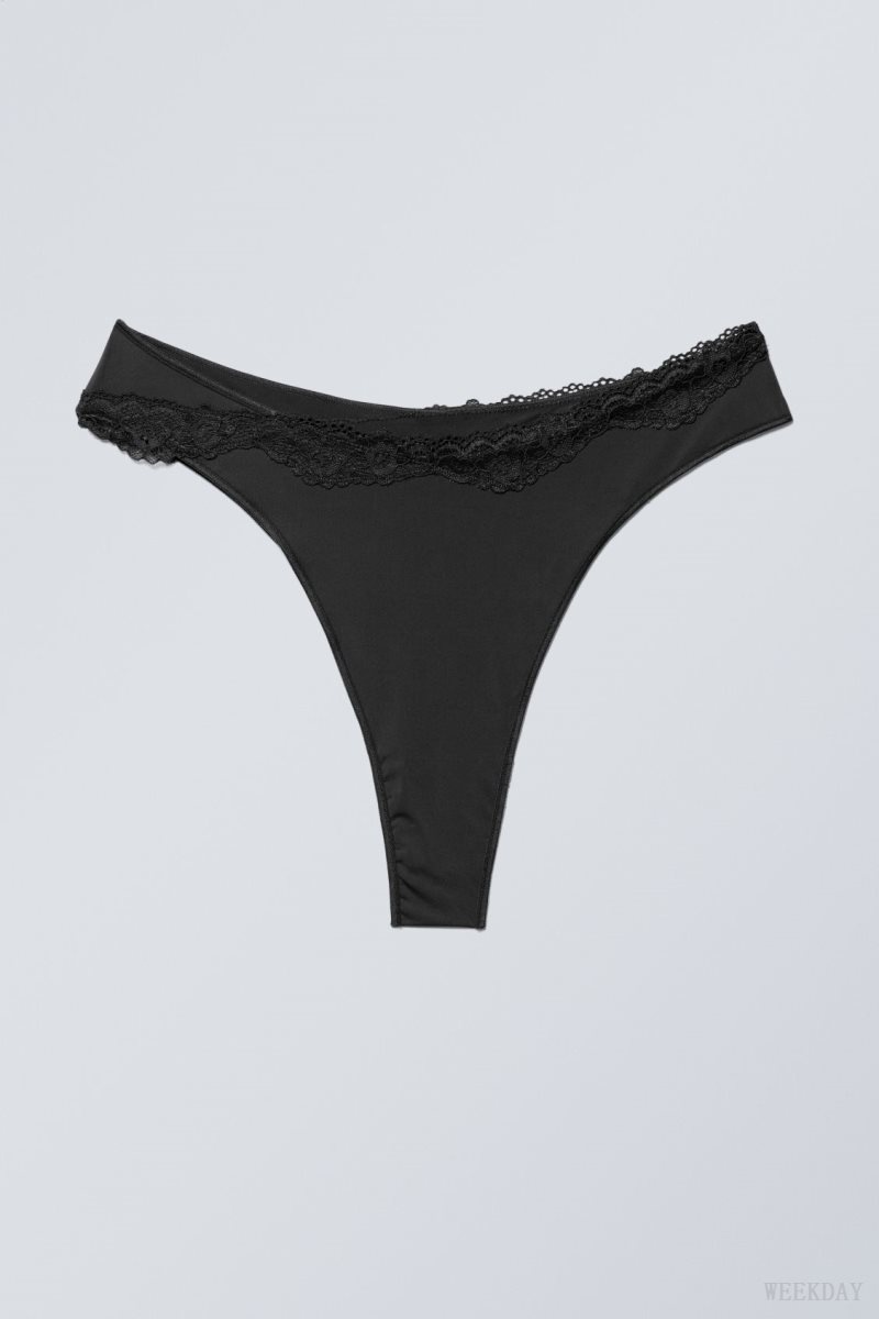 Weekday Cleo Lace Brazilian Briefs Briefs Black | XIJW0101