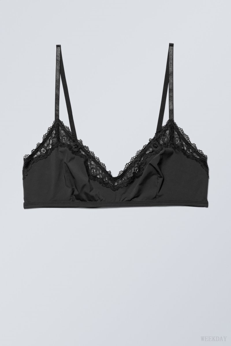 Weekday Cleo triangle bralette Bralette Black | FQZG4014