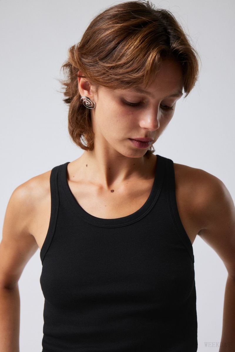 Weekday Close Fitted Tank Top Black | ZIOP5987