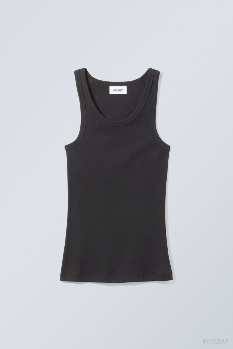 Weekday Close Fitted Tank Top Black | ZIOP5987