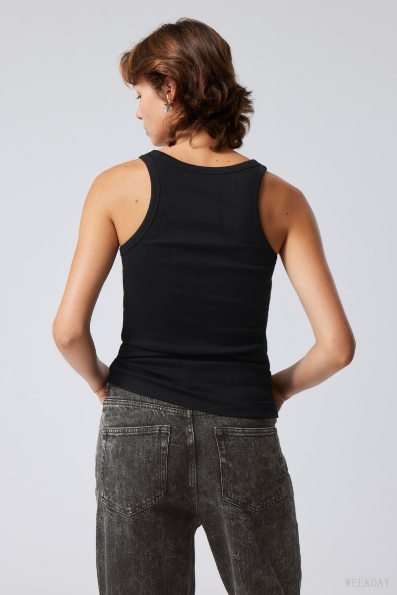 Weekday Close Fitted Tank Top Black | ZIOP5987