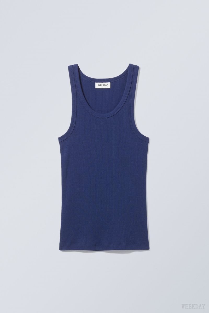 Weekday Close Fitted Tank Top Dark Blue | KEYQ8946