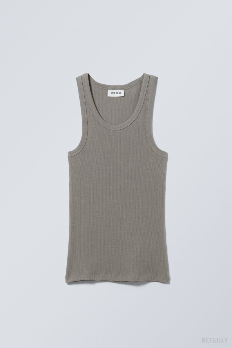 Weekday Close Fitted Tank Top Dark Grey | ZPVY7723