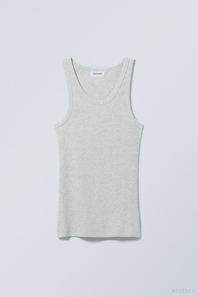 Weekday Close Fitted Tank Top Grey | MQSU0256