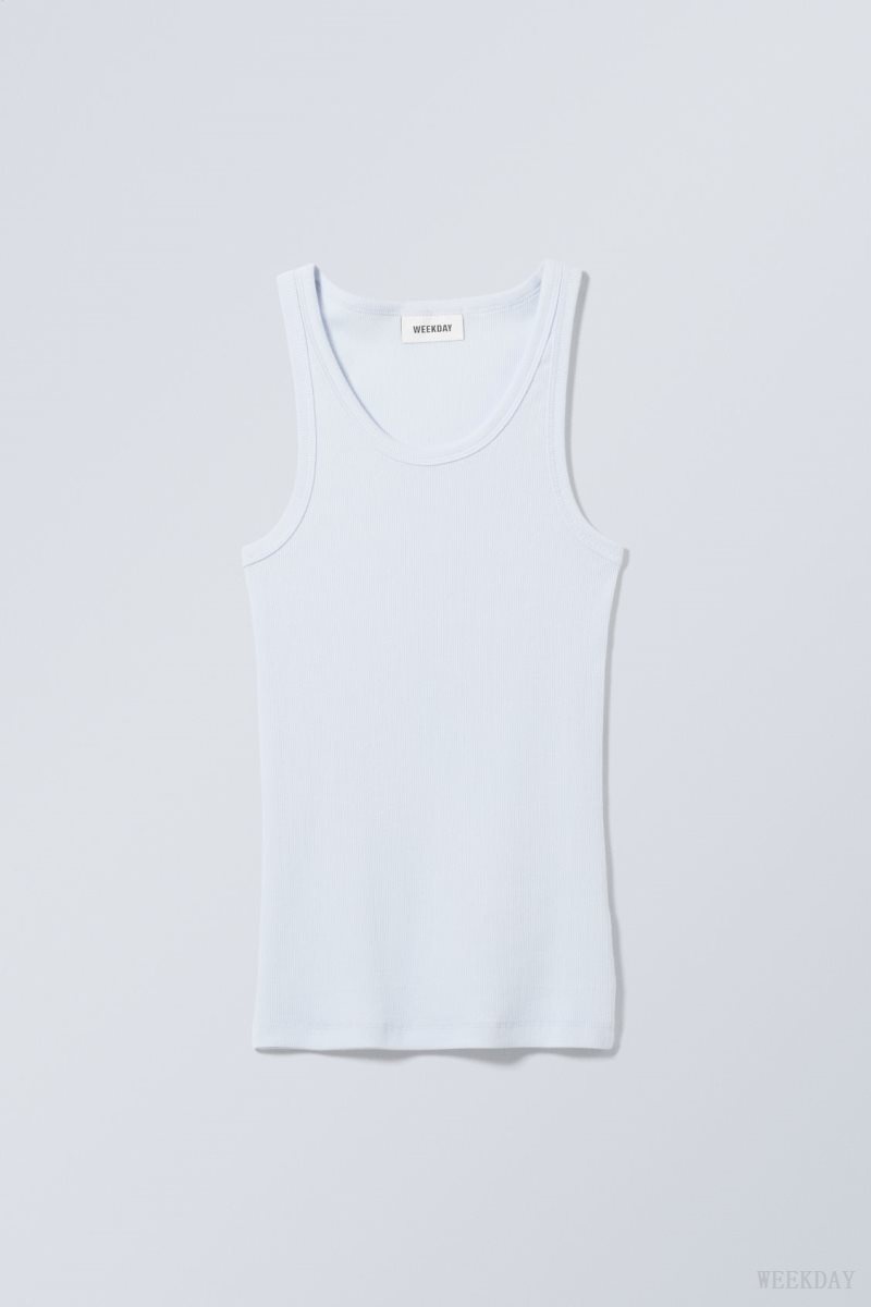 Weekday Close Fitted Tank Top Light Blue | ZUJW1970