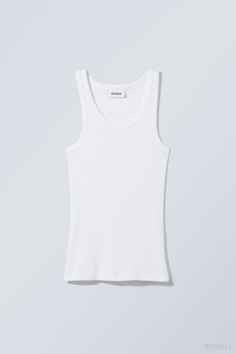 Weekday Close Fitted Tank Top White | LPHD0371