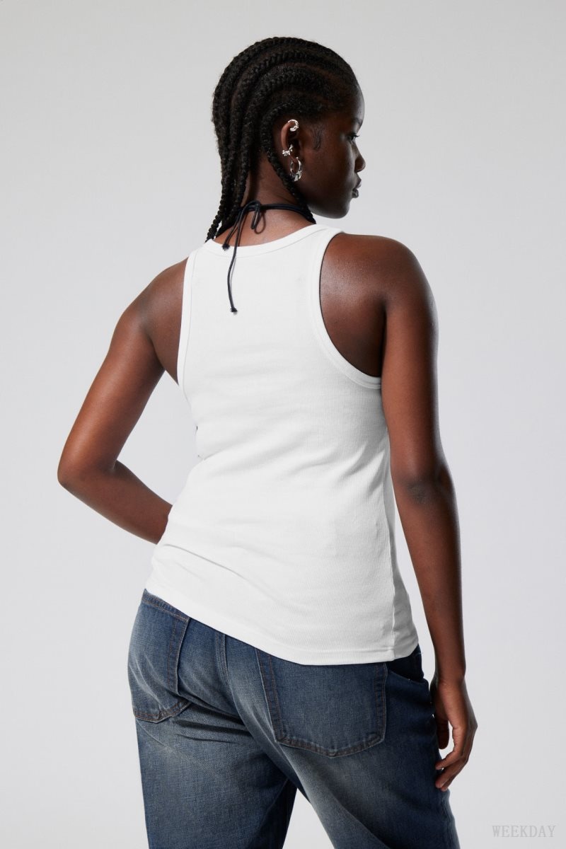 Weekday Close Fitted Tank Top White | LPHD0371