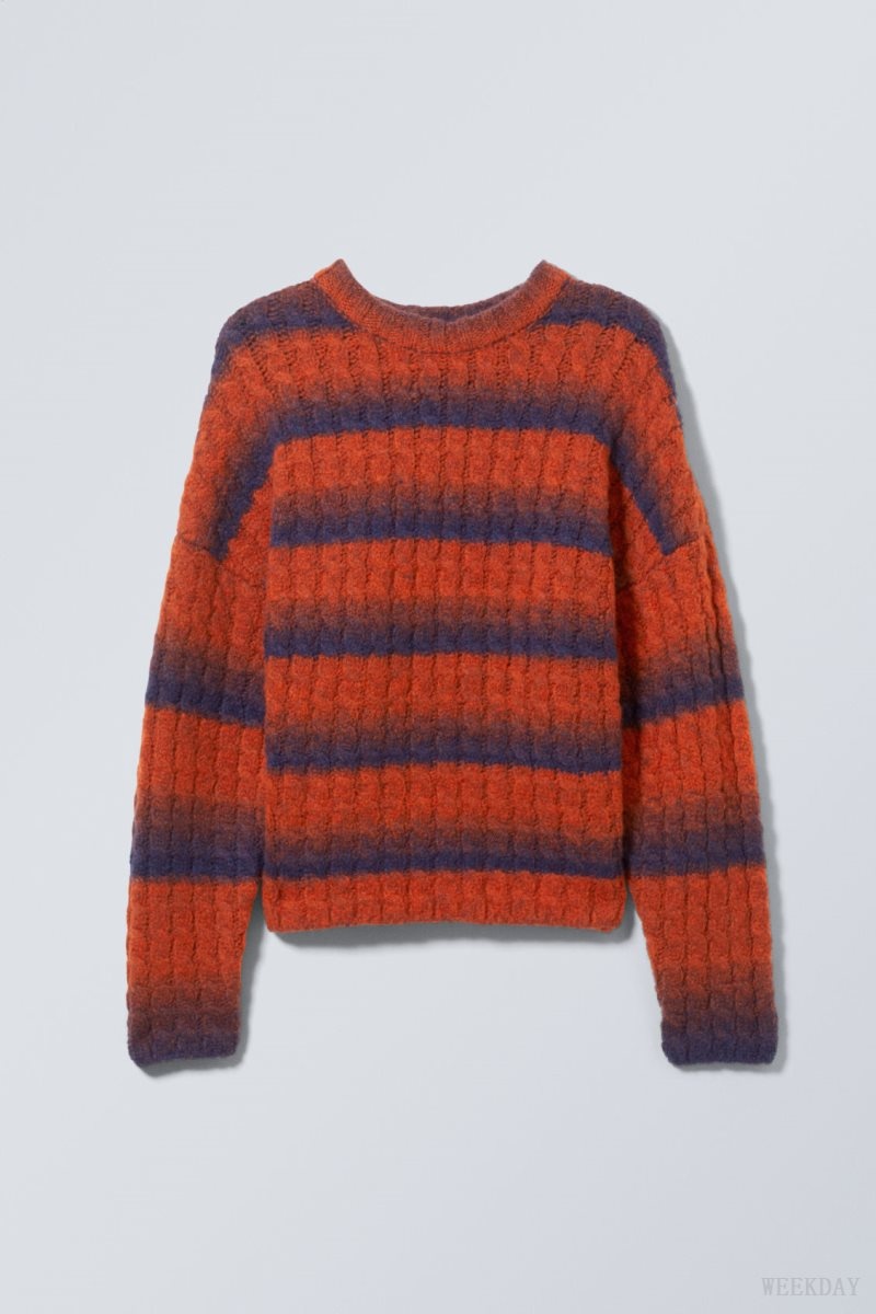 Weekday Connor Wool Blend Sweater Blue / Red | HEQC5827