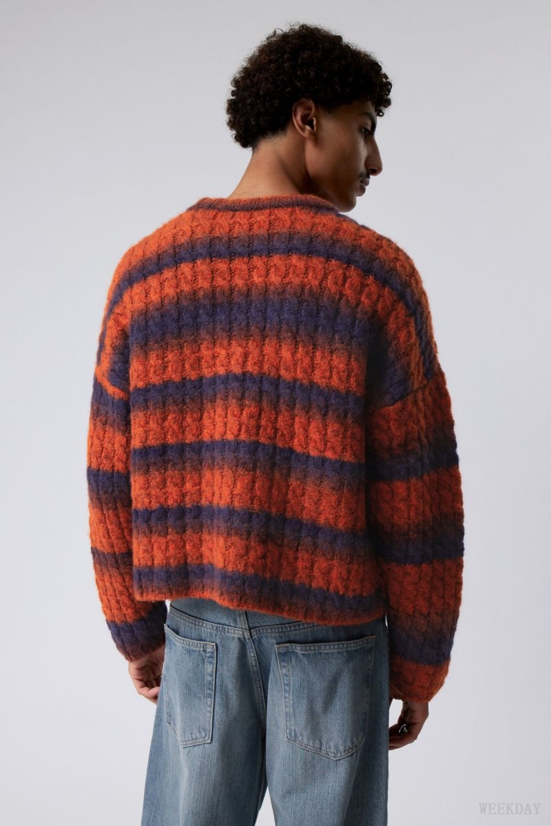 Weekday Connor Wool Blend Sweater Blue / Red | HEQC5827