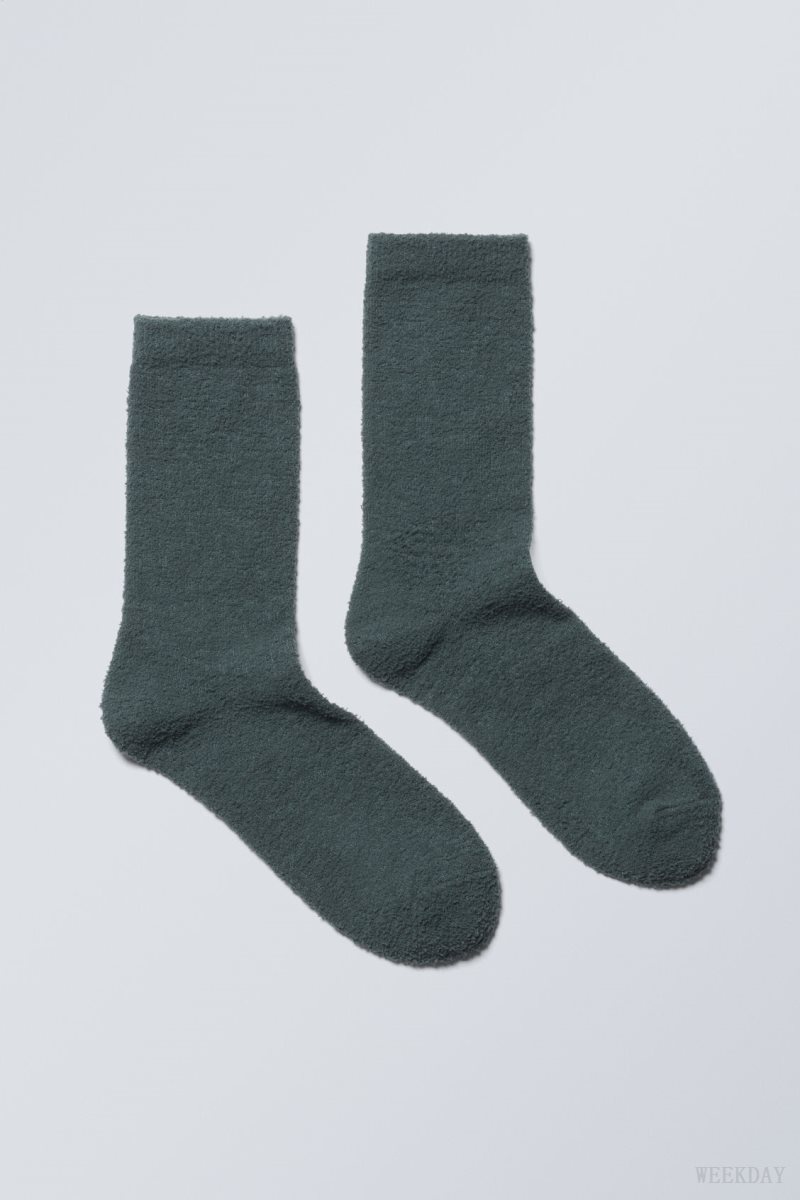 Weekday Cosy Socks Dark Turquoise | LFOT1713