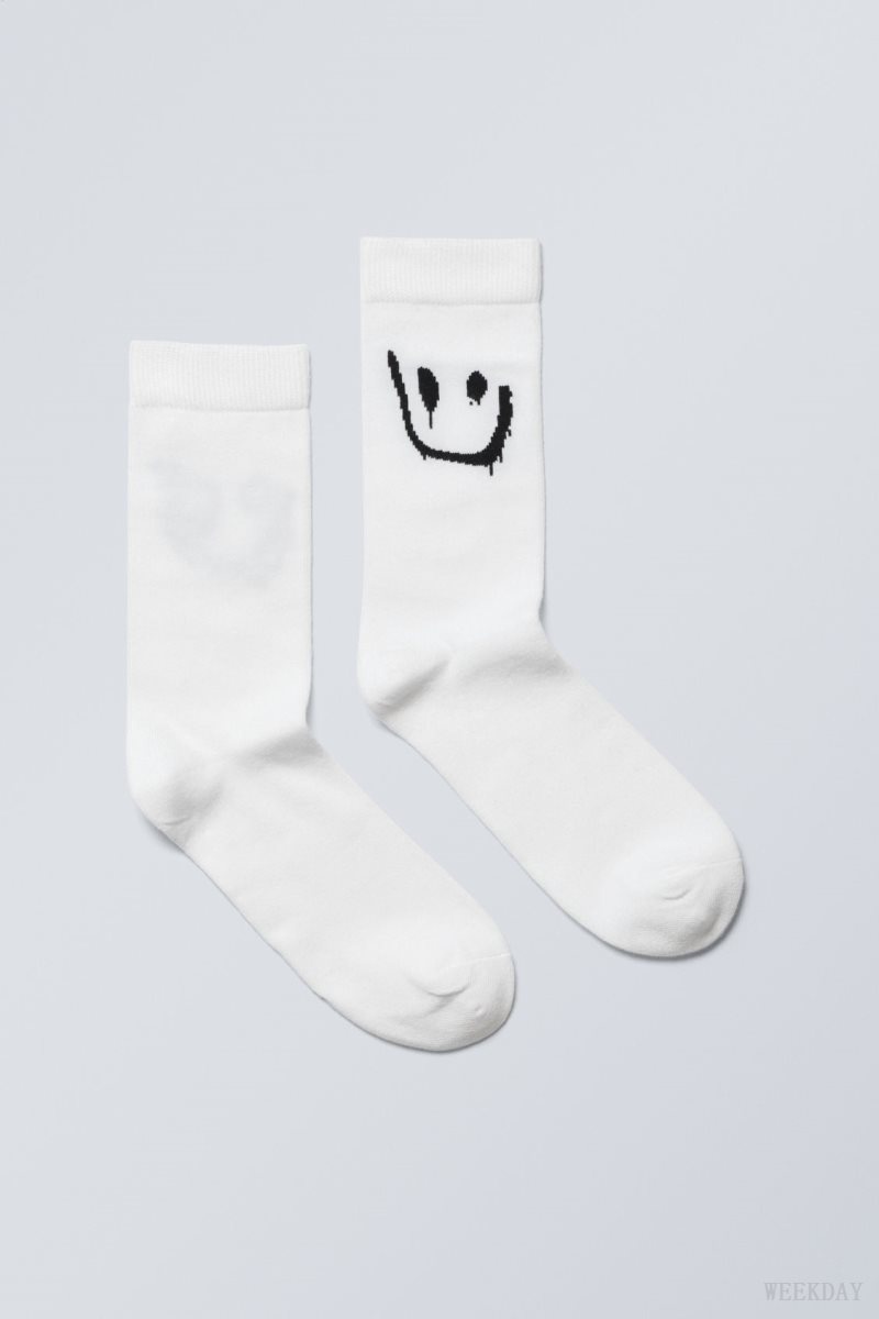 Weekday Cotton Graphic Socks Drippy Smiley | TAKI7795