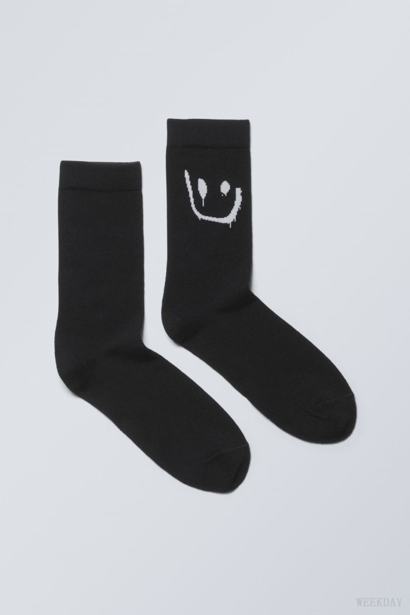 Weekday Cotton Graphic Socks Drippy Smiley | VVJJ6252