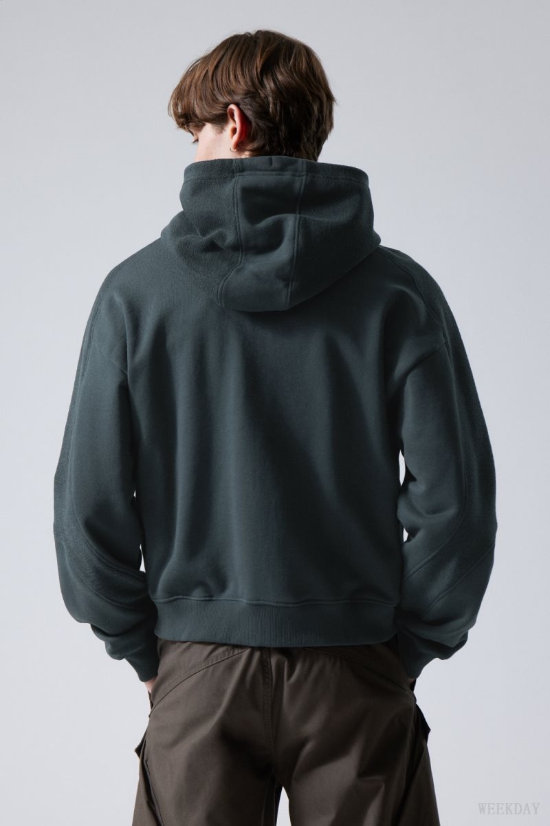 Weekday Craig Zip Hoodie Dark Petrol | TSVC1242