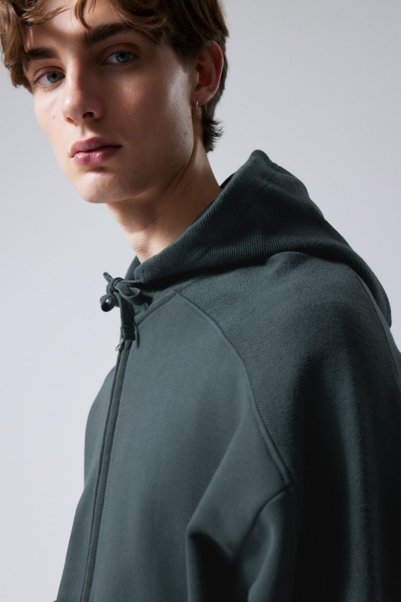 Weekday Craig Zip Hoodie Dark Petrol | TSVC1242