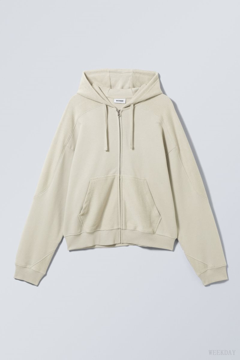 Weekday Craig Zip Hoodie Light Mole | MKFM5982