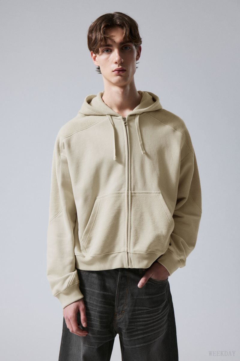 Weekday Craig Zip Hoodie Light Mole | MKFM5982